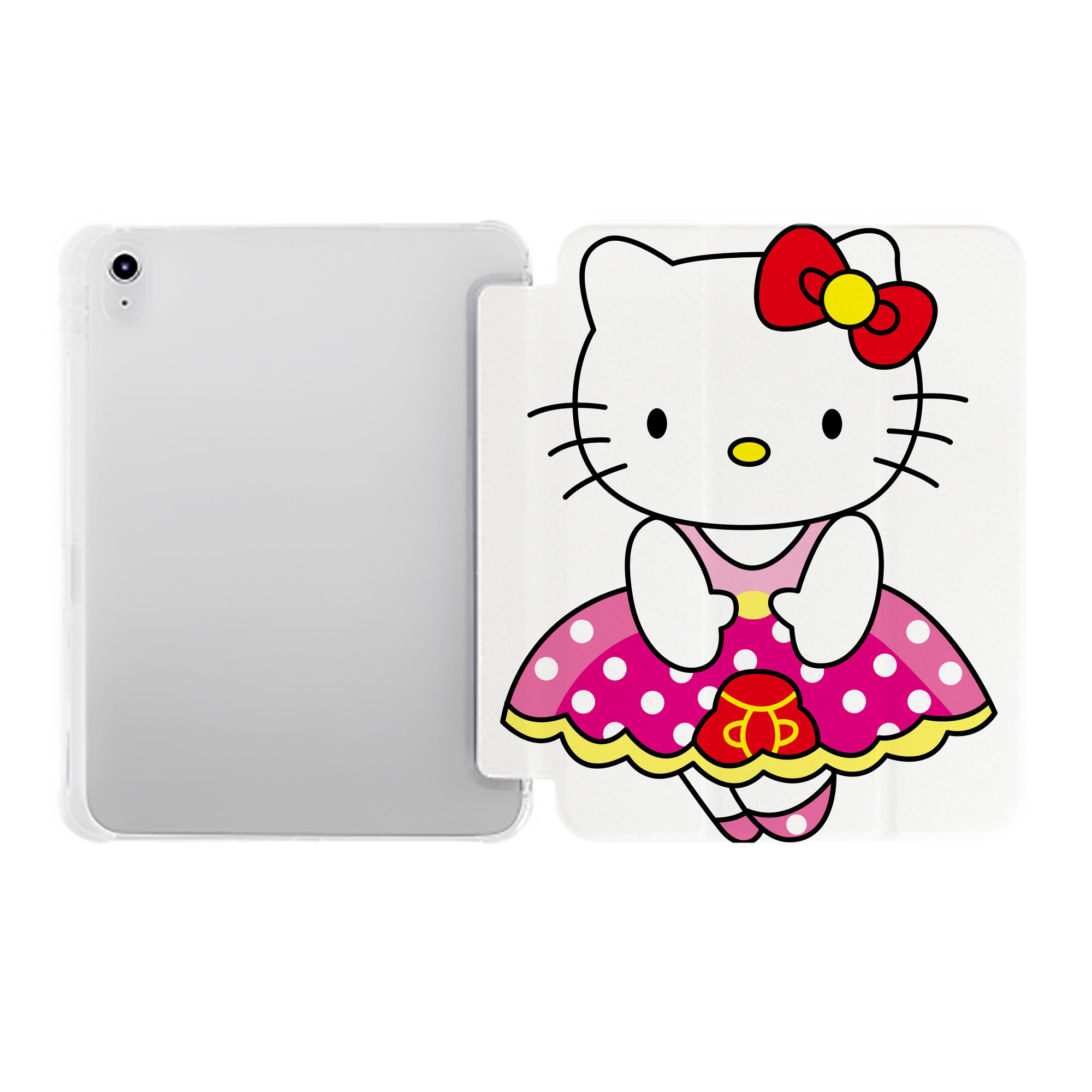 （画像用） Hello Kitty ハローキティ IPad ケース ペン収納付き 三つ折りスタンド PUレザー×シリコン 対応機種9.5/10.5/10.9インチ
